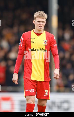 DEVENTER, Stadion de Adelaarshorst, 11-02-2024 , Saison 2023 / 2024 , niederländische Eredivisie. Während des Spiels geht Ahead Eagles - PEC, Endergebnis 1-1 GA Eagles Spieler Soren Tengstedt Stockfoto