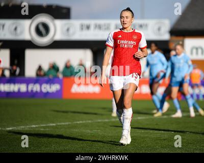 Borehamwood, Großbritannien. Februar 2024. Borehamwood, England, 11. Februar 2024: Caitlin Foord (19 Arsenal) während des Adobe Womens FA Cup Spiels zwischen Arsenal und Manchester City im Mangata Pay UK Stadium (Meadow Park) in Borehamwood, England. (Jay Patel/SPP) Credit: SPP Sport Press Photo. /Alamy Live News Stockfoto