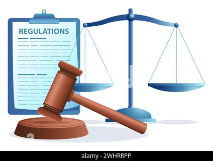 Gesetze und Vorschriften Konzept, Standardisierung, Steuerung, Konzept, Vektorillustration Stock Vektor