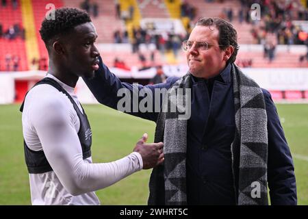 Brüssel, Belgien Februar 2024. Antwerpens General Manager Sven Jaecques wurde nach einem Fußballspiel zwischen RWD Molenbeek und Royal Antwerp FC am Sonntag, den 11. Februar 2024 in Brüssel, am 25. Tag der Saison 2023-2024 der ersten Liga der „Jupiler Pro League“ der belgischen Meisterschaft, fotografiert. BELGA FOTO LAURIE DIEFFEMBACQ Credit: Belga News Agency/Alamy Live News Stockfoto