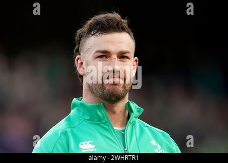 Irlands Caelan Doris vor dem Guinness Six Nations-Spiel im Aviva Stadium in Dublin, Irland. Bilddatum: Sonntag, 11. Februar 2024. Stockfoto