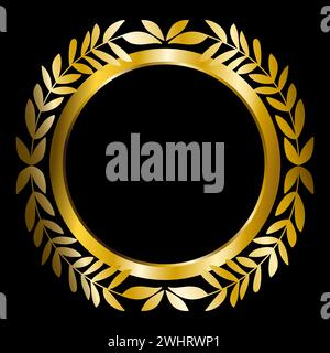 Luxuriöse goldene königliche Lorbeerblätter Wappenschablone, Vektor-Illustration Stock Vektor