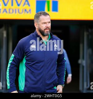 11. Februar 2024; Aviva Stadium, Dublin, Irland: Six Nations International Rugby, Irland gegen Italien; Andy Farrell Ireland Head Coach Stockfoto