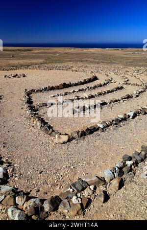 Wolf Patton's Labyrinth, in der Nähe von El Cotillo, Fuerteventura, Kanarischen Inseln, Spanien. Stockfoto