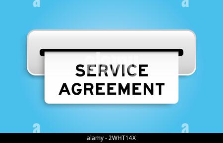 Weißes Coupon-Banner mit Wort Service Agreement vom Gerät auf blauem Hintergrund Stock Vektor