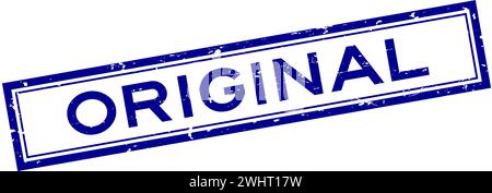 Grunge blaues Original Wort quadratischer Gummisiegelstempel auf weißem Hintergrund Stock Vektor