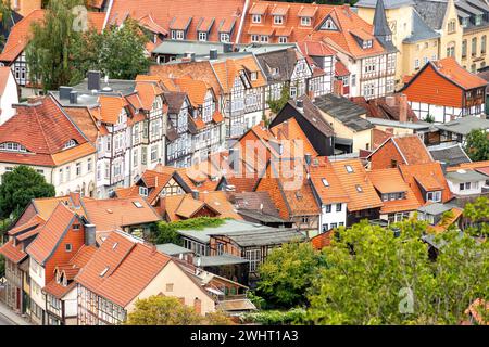 Fachwerkhäuser in einer alten Stadt in Deutschland Stockfoto