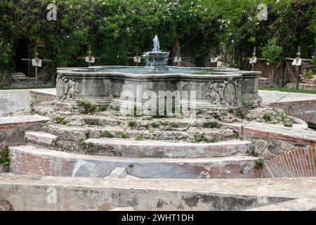 Antigua, Guatemala. Brunnen von Santo Domingo, Hotel Casa Santo Domingo. Stockfoto