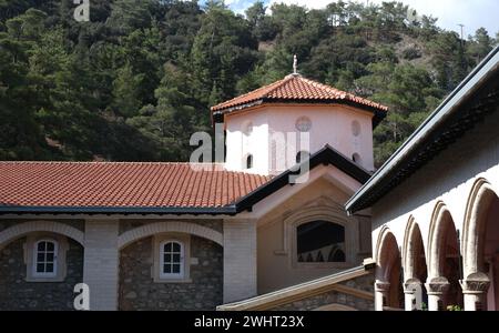 Kykkos, Nikosia, Zypern, August 7 2021: Das berühmte christlich-orthodoxe Kloster Kykkos in den Troodos-Bergen in zypern Stockfoto