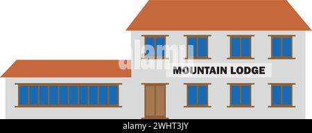 Vektor-Illustration der Mountain Lodge, Vektor, der ein typisches Hotel oder Lodge zeigt, wie sie in Nepal auf dem Weg zum Mount Everest Basislager schauen Stock Vektor