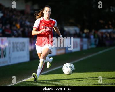 Borehamwood, Großbritannien. Februar 2024. Borehamwood, England, 11. Februar 2024: Emily Fox (2 Arsenal) während des Adobe Womens FA Cup Spiels zwischen Arsenal und Manchester City im Mangata Pay UK Stadium (Meadow Park) in Borehamwood, England. (Jay Patel/SPP) Credit: SPP Sport Press Photo. /Alamy Live News Stockfoto