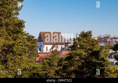 Blick auf die mittelalterliche Kirche Kathedrale von Porvoo, Finnland Stockfoto