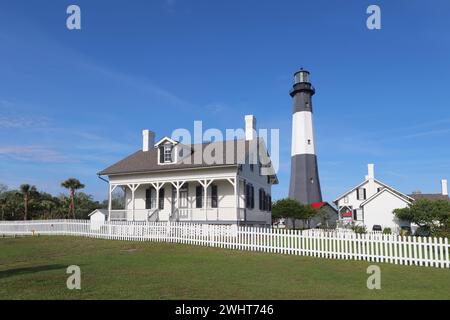 Die Tybee Island Light Station, die Pförterviertel und das Museum in der Nähe des Savannah River, Georgia Stockfoto