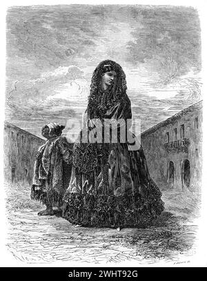 Bürgerliche Frau, gut gekleidet, klug, wohlhabend oder gut, um peruanische Dame in den Straßen von Cusco oder Cuzco Peru zu machen. Vintage oder historische Gravur oder Illustration 1863 Stockfoto