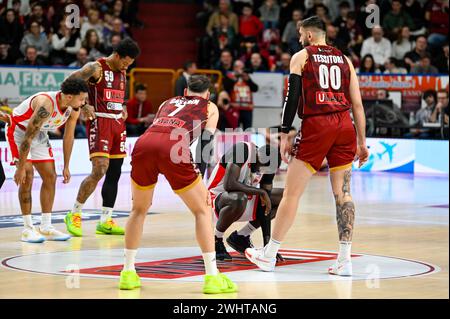 Venedig, Italien. Februar 2024. Umana Reyer Venezia und Estra Pistoia spielen bei Umana Reyer Venezia vs Estra Pistoia, italienische Basketball Serie A Spiel in Venedig, Italien, 11. Februar 2024 Credit: Independent Photo Agency/Alamy Live News Stockfoto