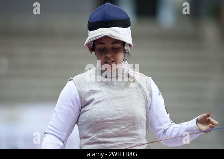 Turin, Italien. Februar 2024. Alice Volpi (Italien) während des Fencing Grand Prix 2023, Schwertspiel in Turin, Italien, 11. Februar 2024 Credit: Independent Photo Agency/Alamy Live News Stockfoto