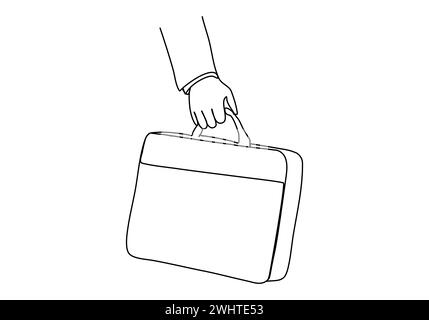 Aktenkoffer, einzeilige Vektorillustration. Stock Vektor