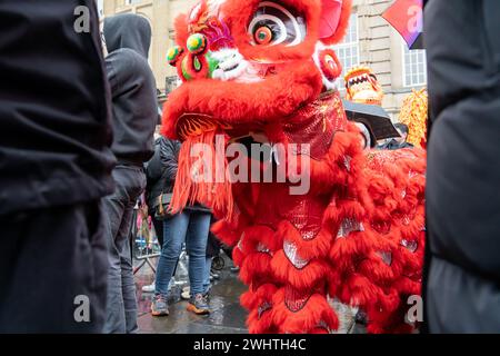 Newcastle upon Tyne, Großbritannien. Februar 2024. Chinesisches Neujahrsfest auch bekannt als Mondneujahrsfest in der Stadt im Jahr des Drachen. Quelle: Hazel Plater/Alamy Live News Stockfoto