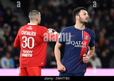 Paris, Frankreich. Februar 2024. © Julien Mattia/Le Pictorium/MAXPPP - Paris 11/02/2024 Julien Mattia/Le Pictorium - 11/02/2024 - France/Ile-de-France/Paris - Goncalo Ramos lors de la rencontre entre le Paris Saint Germain (PSG) et le LOSC (Lille), au Parc des Princes, le 10 fevrier 2024. - Valeurs ACtuelles out, JDD out, No JDD, RUSSIA OUT, NO RUSSIA OUT, NO RUSSIA #norussia/11/02/2024 - France/Ile-de-France (Region)/Paris - Goncalo Ramos während des Spiels zwischen Paris Saint Germain (PSG) und LOSC (Lille) im Parc des Princes am 10. Februar 2024. Quelle: MAXPPP/Alamy Live News Stockfoto