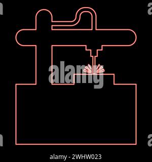 Neon Laser CNC Maschine für Gravur Gerät Ausrüstung für Schneiden Gebrauch Strahl rote Farbe Vektor Illustration Bild flache Art Licht Stock Vektor