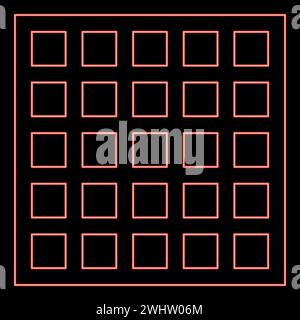 Neon Gitter Gitter Gitter Gitter Gitter Gitter Grill Grillfläche quadratische Form rote Farbe Vektor Illustration Bild flache Art Licht Stock Vektor