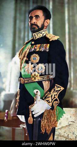 Haile Selassie. Porträt des Kaisers von Äthiopien, Haile Selassie I. (1892-1975) in voller Uniform, 1970 Stockfoto