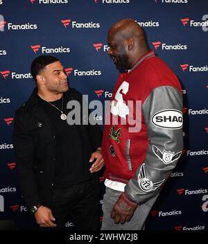 Las Vegas, USA. Februar 2024. Sean Merriman und Shaquille O’neal nehmen am 10. Februar 2024 an Michael Rubins Fanatics Super Bowl Party im Marquee Nachtclub im Cosmopolitan of Las Vegas in Las Vegas Teil. Foto: C Flanigan/imageSPACE/SIPA USA Credit: SIPA USA/Alamy Live News Stockfoto