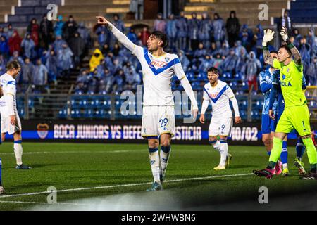 Como, Italien. Februar 2024. Flavio Bianchi (Brescia calcio) reagierte im Spiel der Serie B zwischen Como 1907 und Brescia im Stadio Comunale G. Sinigaglia. Endpunktzahl; Como 1907 1-0 Brescia. (Foto: Mattia Martegani/SOPA Images/SIPA USA) Credit: SIPA USA/Alamy Live News Stockfoto