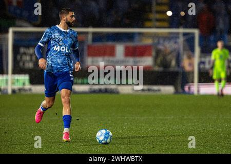 Como, Italien. Februar 2024. Marco Curto (Como 1907) wurde während des Spiels der Serie B zwischen Como 1907 und Brescia im Stadio Comunale G. Sinigaglia gesehen. Endpunktzahl; Como 1907 1-0 Brescia. (Foto: Mattia Martegani/SOPA Images/SIPA USA) Credit: SIPA USA/Alamy Live News Stockfoto