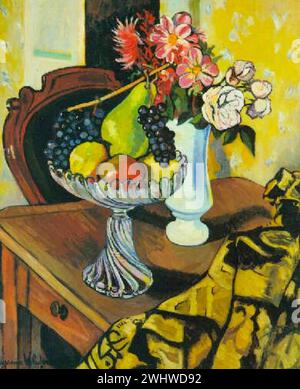 Suzanne Valadon - Nature Morte aux Vase de Fleurs et Compotier de Fruits Stockfoto