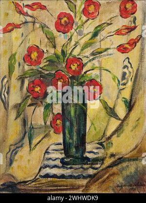 Suzanne Valadon - Vase de Fleurs rouges Stockfoto