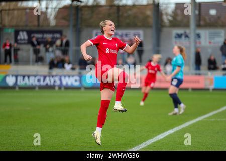 Dartford, Großbritannien. Februar 2024. Dartford, England, 11. Februar 2024: Melissa Lawley (11 Liverpool) feiert ihr Tor beim Adobe Women's FA Cup Spiel zwischen London City Lionesses und Liverpool im Princes Park Stadium in Dartford, England (will Hope/SPP) Credit: SPP Sport Press Photo. /Alamy Live News Stockfoto