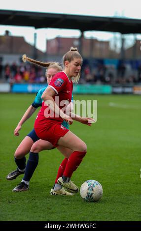 Dartford, Großbritannien. Februar 2024. Dartford, England, 11. Februar 2024: Marie-Therese Hobinger (14 Liverpool) in Aktion während des Adobe Women's FA Cup Spiels zwischen London City Lionesses und Liverpool im Princes Park Stadium in Dartford, England (will Hope/SPP) Credit: SPP Sport Press Photo. /Alamy Live News Stockfoto