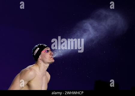 Doha, Katar. Februar 2024. Lucas Henveaux wurde am Sonntag, den 11. Februar 2024, beim 400 m langen Freistil-Finale der Wassersportweltmeisterschaften in Doha, Katar, fotografiert. BELGA FOTO NIKOLA KRSTIC Credit: Belga Nachrichtenagentur/Alamy Live News Stockfoto