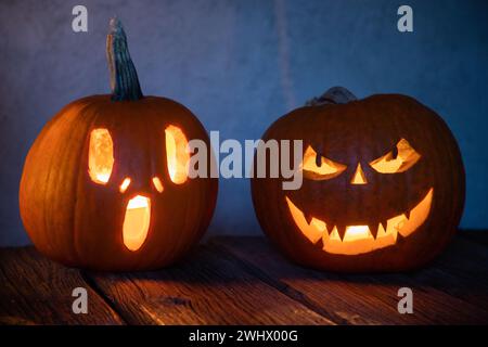Gruseliger Jack'o'Laterne Halloween Kürbis Stockfoto