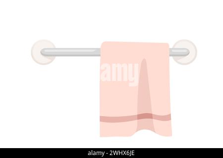 Rosafarbenes Farbtuch auf Handtuchhalter Aufhänger Vektor-Illustration isoliert auf weißem Hintergrund Stock Vektor