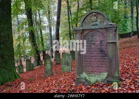 Jüdischer Friedhof Michelstadt im Odenwald, Hessen, mit dem Grab des Baal-Schem (Seckel LÃ¶b) Stockfoto