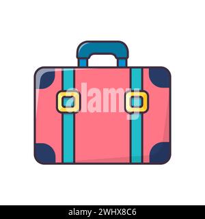 Pinkfarbener Reisekoffer. Illustration des flachen Vektors. Isoliertes Bild auf weißem Hintergrund. Vektorabbildung Stock Vektor