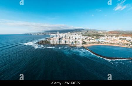 Aus der Vogelperspektive von Playa de Las Americas auf Teneriffa Stockfoto