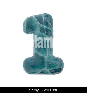 Eisrisse Zahl 1 - 3D gefrorene Ziffer - geeignet für Natur-, Winter- oder Weihnachtsthemen Stockfoto