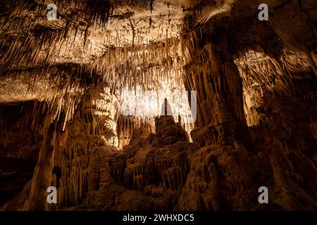 Drachenhöhle, Buchten del Drach, Cuevas del Drach. Porto Cristo. Balearen Mallorca Spanien. Stockfoto