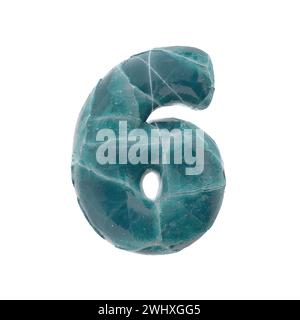 Risseiszahl 6 - 3D gefrorene Ziffer - geeignet für Natur-, Winter- oder Weihnachtsthemen Stockfoto
