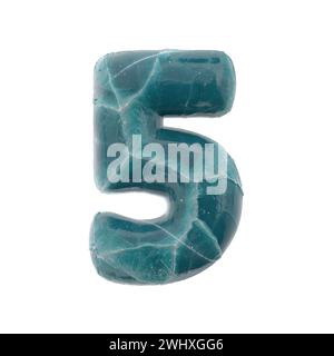 Risseis Zahl 5 - 3D gefrorene Ziffer - geeignet für Natur-, Winter- oder Weihnachtsthemen Stockfoto
