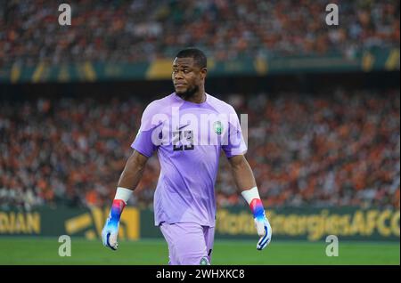 11. Februar 2024: Stanley Bobo Nwabali (Nigeria) sieht beim Finale des African Cup of Nations (Elfenbeinküste gegen Nigeria) im Alassane Ouattara Stadium in Abidjan an der Elfenbeinküste an. Kim Preis/CSM Stockfoto