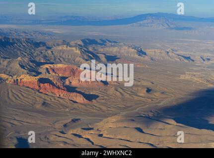 Der Red Rock Canyon NCA (Luft) bei Sonnenuntergang, Las Vegas NV Stockfoto