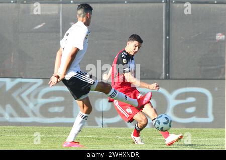 Buenos Aires, Argentinien. Februar 2024. Ignacio Nacho Fernandez von River Plate während des Spiels der vierten Runde der argentinischen Liga Profesional de Fútbol im José Amalfitani Stadion ( Credit: Néstor J. Beremblum/Alamy Live News) Stockfoto