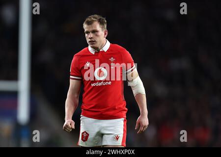 Twickenham, Großbritannien. Februar 2024. Nick Tompkins aus Wales schaut zu. Guinness Six Nations Championship 2024 Match, England gegen Wales im Twickenham Stadium in Twickenham, Middlesex am Samstag, den 10. Februar 2024. Nur redaktionelle Verwendung. bild von Andrew Orchard/Andrew Orchard Sportfotografie/Alamy Live News Credit: Andrew Orchard Sportfotografie/Alamy Live News Stockfoto