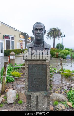 John Steinbeck (US-amerikanischer Autor) Statue, Cannery Row, New Monterey, Monterey, Kalifornien, Vereinigte Staaten von Amerika Stockfoto