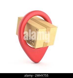 Pappkarton im roten Kartenzeiger 3D Stockfoto