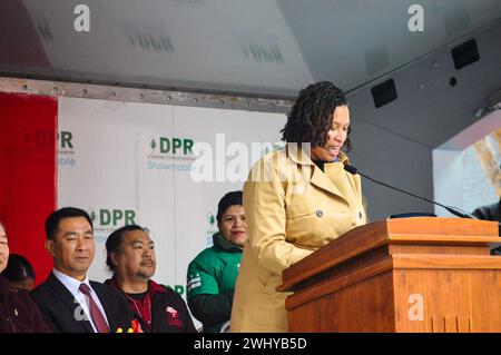 Washington, DC, Washington, DC, USA. Februar 2024. Muriel Bowser, Bürgermeister von Washington DC, spricht beim Lunar Festival 2024. (Credit Image: © Nick Mason/ZUMA Press Wire) NUR REDAKTIONELLE VERWENDUNG! Nicht für kommerzielle ZWECKE! Stockfoto